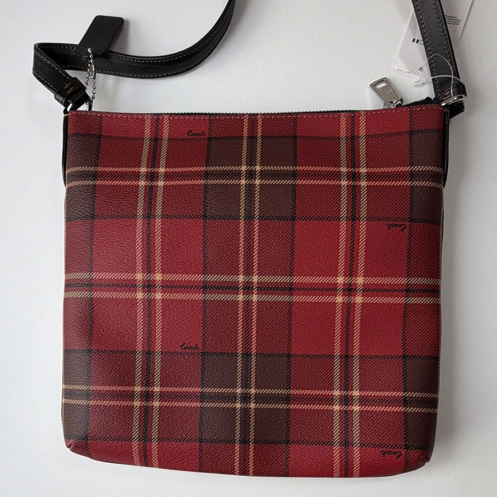 NWT Coach Rowan File Bag With Tartan Plaid Print CC924 Shoulder Women's Purse - Picture 6 of 9